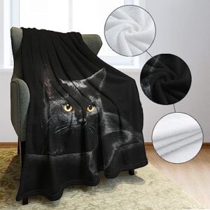 HommomH 40"x50" Blanket Soft Fluffy Flannel Fleece Throw Black Cat