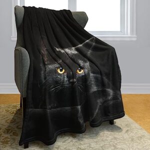HommomH 40"x50" Blanket Soft Fluffy Flannel Fleece Throw Black Cat