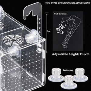 ATPWONZ Fish Breeding Box, Acrylic Fish Isolation Box Aquarium Hatchery Incubator with Suction Cups for Newborn Fry Shrimp Guppy Clownfish Aggressive Fish, 11.5" x 6" x 6"