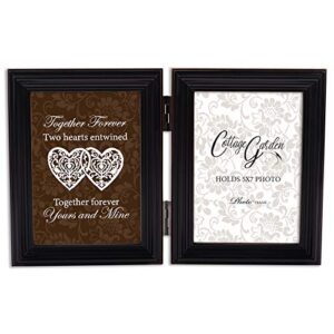 cottage garden together forever hearts midnight black 5 x 7 woodgrain hinged double tabletop photo frame