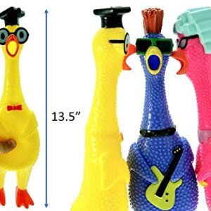 JA-RU Rubber Screaming Chicken Toy (3 Chickens Assorted) Squeaky Noise Maker Prank Toys for Kids. Funny & Annoying Gag Gifts. Classic Novelty Squeeze Items. Pet Dog Chew Toy. Party Favors. 1704-3s