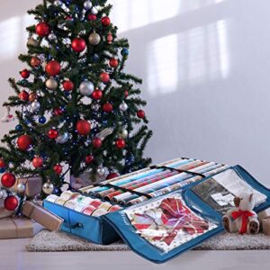 Hearth & Harbor Wrapping Paper Storage Container - Christmas Storage Bag with Interior Pockets - Gift Wrapping Organizer Storage Fits Up to 22 Rolls of 40" - Tear Proof  Wrapping Paper Organizer