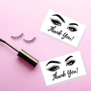 Thank You Cards | Package of 50 | Design Single Sided Size 3.5 x 2" inches False Eyelashes and Microbladed Eyebrows