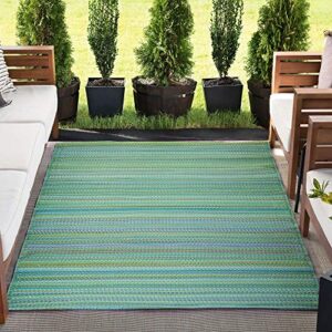 tayse pembrokepines green reversible plastic straw outdoor patio rug 9x12 for patios garden picnic camping mats waterproof and washable