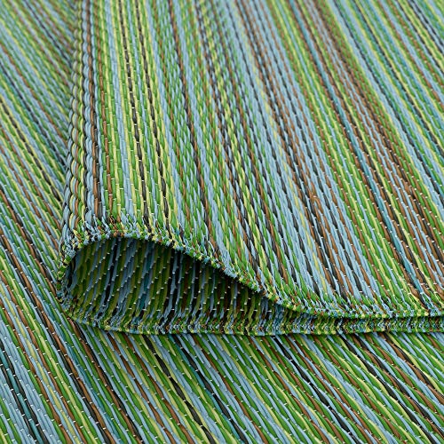 Tayse Pembrokepines Green Reversible Plastic Straw Outdoor Patio Rug 9x12 for Patios Garden Picnic Camping Mats Waterproof and Washable