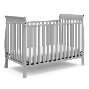 storkcraft maxwell convertible crib (pebble gray) – greenguard gold certified, converts to toddler bed and daybed, fits standard full-size crib mattress, classic crib with traditional sleigh design