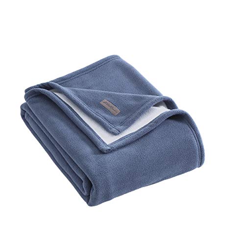 Eddie Bauer Ultra-Plush Collection Throw Blanket-Reversible Sherpa Fleece Cover, Soft & Cozy, Perfect for Bed or Couch, Blue/Light Grey