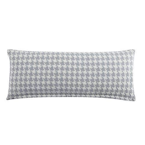 Kenneth Cole New York - Pillow Cover, Sustainable Fabric Construction with Hidden Zipper, Modern Home Decor for Couch or Bed (Houndstooth Grey, 14" x 36")