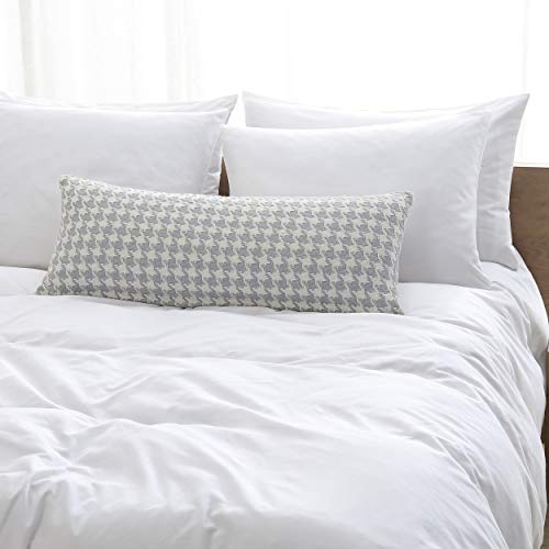 Kenneth Cole New York - Pillow Cover, Sustainable Fabric Construction with Hidden Zipper, Modern Home Decor for Couch or Bed (Houndstooth Grey, 14" x 36")