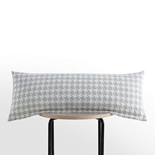 Kenneth Cole New York - Pillow Cover, Sustainable Fabric Construction with Hidden Zipper, Modern Home Decor for Couch or Bed (Houndstooth Grey, 14" x 36")