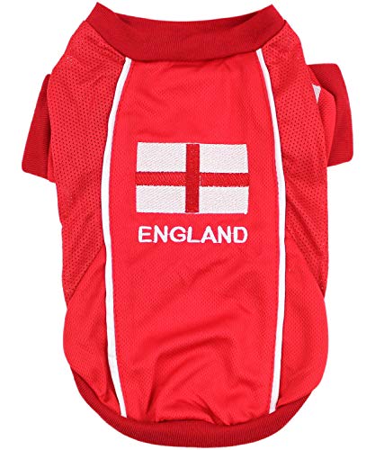 Parisian Pet Dog Team England Jersey Soccer Olympic Small to Medium Dogs and Cats, S