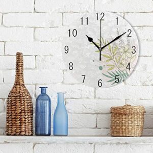 Flower Silent Round Wall Clock, Floral Non-Ticking Decorative Battery Operated Quiet Clock for Living Room Home Office School Kitchen,Small, 10 inch Desk Clock