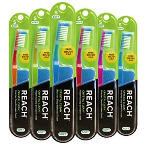 reach crystal clean toothbrush soft bristles 1 count, (pack of 6)