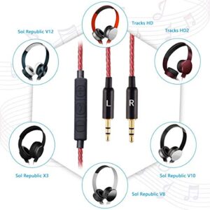 Saipomor Sol Republic V10 Extension Cable with Remote Volume and Mic for Sol Republic Master Tracks HD HD2 Sol Republic V8 V12 X3 Headphones (Red)