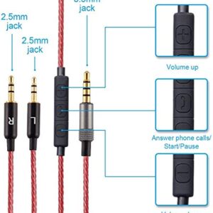 Saipomor Sol Republic V10 Extension Cable with Remote Volume and Mic for Sol Republic Master Tracks HD HD2 Sol Republic V8 V12 X3 Headphones (Red)