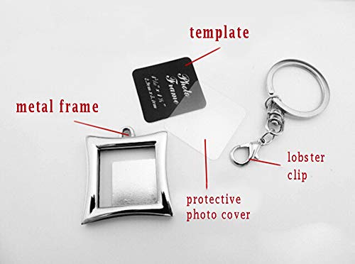 Square Photo Frame Keychain Set - 10 PCS Mini Stainless Steel Picture Frame Keychains, DIY Personalized Sterling Photo Holder, Souvenir for Friends Lovers and Family