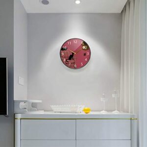 linqin Cat and Clock 9.5 Inch Silent Battery Operated Wall Clock Easy to Read Unique Design Home Decor Round Clock