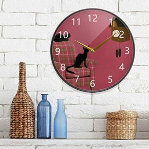 linqin Cat and Clock 9.5 Inch Silent Battery Operated Wall Clock Easy to Read Unique Design Home Decor Round Clock