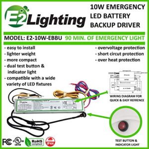 E2Lighting LED Emergency Driver E2-EBBU-10W, Emergency Battery Backup for LED fixtures with External Drivers, Supports 120V-277V, UL-Listed with 5-Year Warranty, Battery Backup LED Driver