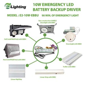 E2Lighting LED Emergency Driver E2-EBBU-10W, Emergency Battery Backup for LED fixtures with External Drivers, Supports 120V-277V, UL-Listed with 5-Year Warranty, Battery Backup LED Driver