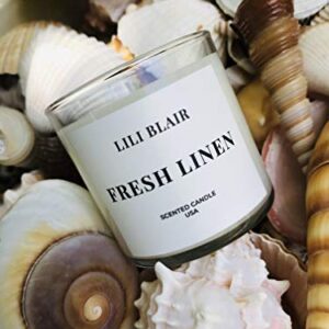 LILI BLAIR Candles | Luxury Scented Candle | Premium Jar Candle | Long Lasting | All-Natural Soy Wax | Highly Scented with Fragrances | Hand Poured in USA (Fresh Linen)