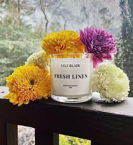 LILI BLAIR Candles | Luxury Scented Candle | Premium Jar Candle | Long Lasting | All-Natural Soy Wax | Highly Scented with Fragrances | Hand Poured in USA (Fresh Linen)