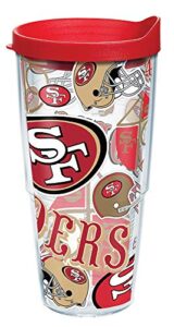 tervis plastic made in usa double walled nfl san francisco 49ers insulated tumbler cup keeps drinks cold & hot, 24oz, all over