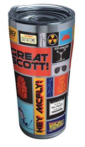 tervis triple walled back to the future insulated tumbler cup keeps drinks cold & hot, 20oz - stainless steel, pattern