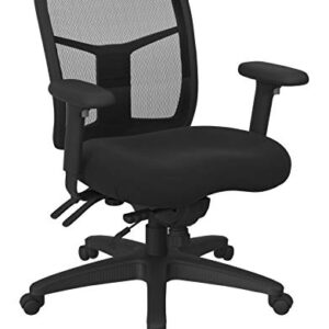 Office Star ProGrid Breathable Mesh Manager's Office Chair with Adjustable Seat Height, Multi-Function Tilt Control and Seat Slider, Mid Back, Icon Black Fabric