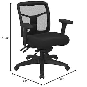 Office Star ProGrid Breathable Mesh Manager's Office Chair with Adjustable Seat Height, Multi-Function Tilt Control and Seat Slider, Mid Back, Icon Black Fabric