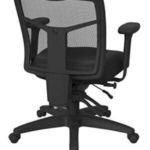 Office Star ProGrid Breathable Mesh Manager's Office Chair with Adjustable Seat Height, Multi-Function Tilt Control and Seat Slider, Mid Back, Icon Black Fabric