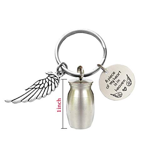 Small Cremation Urn Memorial Keychain A Piece of My Heart is in Heaven Mini Ashes Holder Key Chain Ashes Keepsake Remembrance in Memory of Loved One Dad Mom Sympathy Gift
