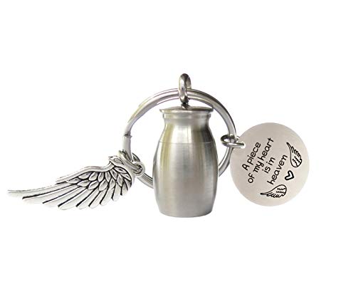 Small Cremation Urn Memorial Keychain A Piece of My Heart is in Heaven Mini Ashes Holder Key Chain Ashes Keepsake Remembrance in Memory of Loved One Dad Mom Sympathy Gift