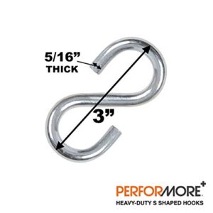 Performore 3 Inch S-Shaped Nickel Hooks Hangers Heavy-Duty Stainless Steel Nickel Hanger Storage Rack for Closet, Work Shop, Bathroom, Garden, House Kitchen (2 Pack)