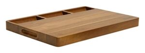 viking culinary reversible butcher block prep and carving board, 20 inch, includes 3 built-in compartments & juice groove, crafted from acacia wood