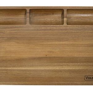 Viking Culinary Reversible Butcher Block Prep and Carving Board, 20 Inch, Includes 3 Built-In Compartments & Juice Groove, Crafted from Acacia Wood