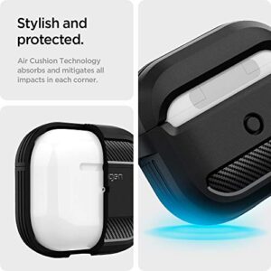 Spigen Rugged Armor Designed for Airpods 3rd Generation Case Protective Airpods 3 Case with Keychain (2021) [Durable Dual Layer Protection] - Matte Black