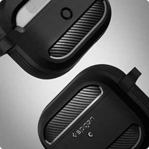 Spigen Rugged Armor Designed for Airpods 3rd Generation Case Protective Airpods 3 Case with Keychain (2021) [Durable Dual Layer Protection] - Matte Black