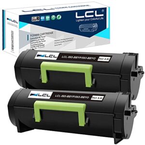 lcl compatible toner cartridge replacement for dell 593-bbyp 593-bbyo ch00d s2830dn s2830 8500 pages (2-pack black)