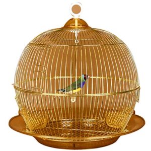 yhrj flight cage for parakeets decorative bird cages home decor,affordable retro golden bird cage, elegant decoration parrot cage, dove pearl bird canary cage, luxury package (color : gold a)