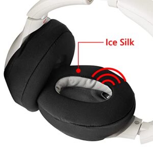 Geekria 2 Pairs Ice Silk Headphones Ear Covers, Washable & Stretchable Sanitary Earcup Protectors for Over-Ear Headset Ear Pads, Sweat Cover for Warm & Comfort (M/Black)