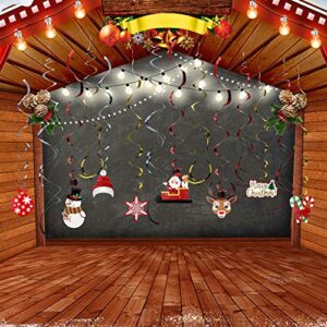 MGahyi Christmas Hanging Swirl Decorations, 47pcs Foil Ceiling Hanging Swirl Yard Party Supplies, Snowman Snowflake Winter New Year Hanging Pendant Spiral Ornament, Perfect for Outdoor Indoor Decor