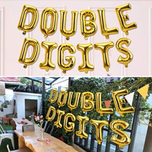 Luxiocio Double Digits 10 Balloon Banner Birthday Decorations - Happy 10th Birthday Party Decorations Supplies - Gold Double Digits Ten Years Old Birthday Decorations for Boys & Girls