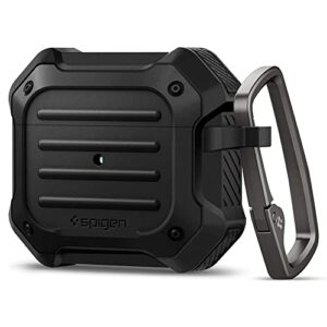 spigen tough armor designed for airpods 3rd generation case protective airpods 3 case with keychain (2021) [dual layer solid protection] - black