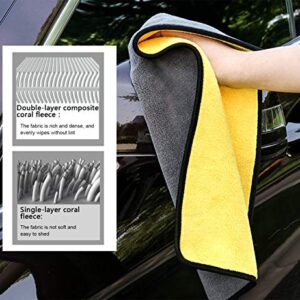 VIVOTE Microfiber Car Cleaning Towels Ultra Thick Plush car Drying Towel Buffing Cloths Super Absorbent Drying Auto Detailing Towel 15'' x 18'' 2pack Yellow+Gray