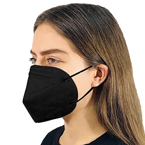 5-Layer Disposable Face Mask Made in USA | Improved Design | 95%+ Filtration Efficiency with Comfortable Ear Loop and Soft to Touch Materials | 10 Units (Obsidian Black)