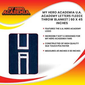 JUST FUNKY My Hero Academia U.A. Academy Logo Anime Fleece Throw Blanket | Boku No Hero Academia Soft Blankets and Throws | Official My Hero Academia Throw Blankets | Measures 60 x 45 Inches