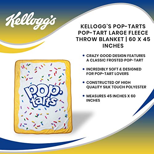 JUST FUNKY Kellogg's Pop-Tarts Pop-Tart Large Fleece Throw Blanket | Pop-Tarts Soft Blankets and Throws | Official Pop-Tarts Throw Blankets | Measures 60 x 45 Inches