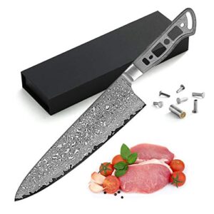 katsura woodworking project kit – gyuto chef knife blank – 8.25 inch – ultra wide blade 55mm – japanese premium aus 10, 67 layers damascus steel – no logo