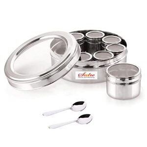 satre online and marketing transparent stainless steel spice box with containers set of 8pcs